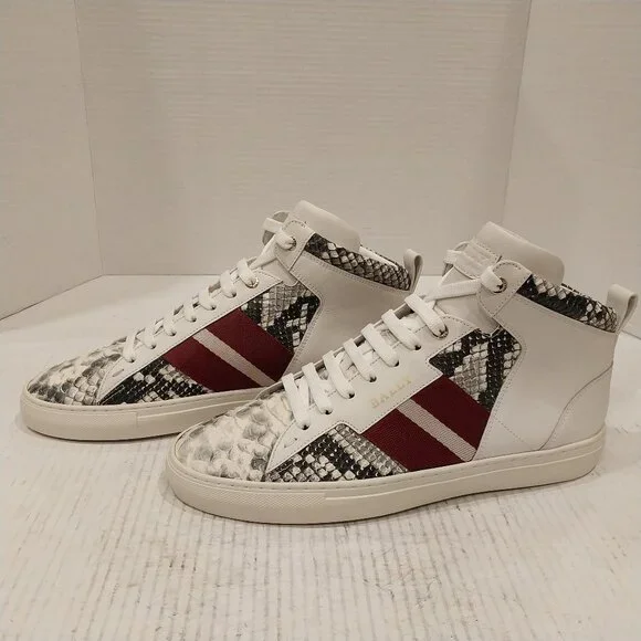 BALLY men's size 10 D white leather sneakers. - Picture 4 of 9